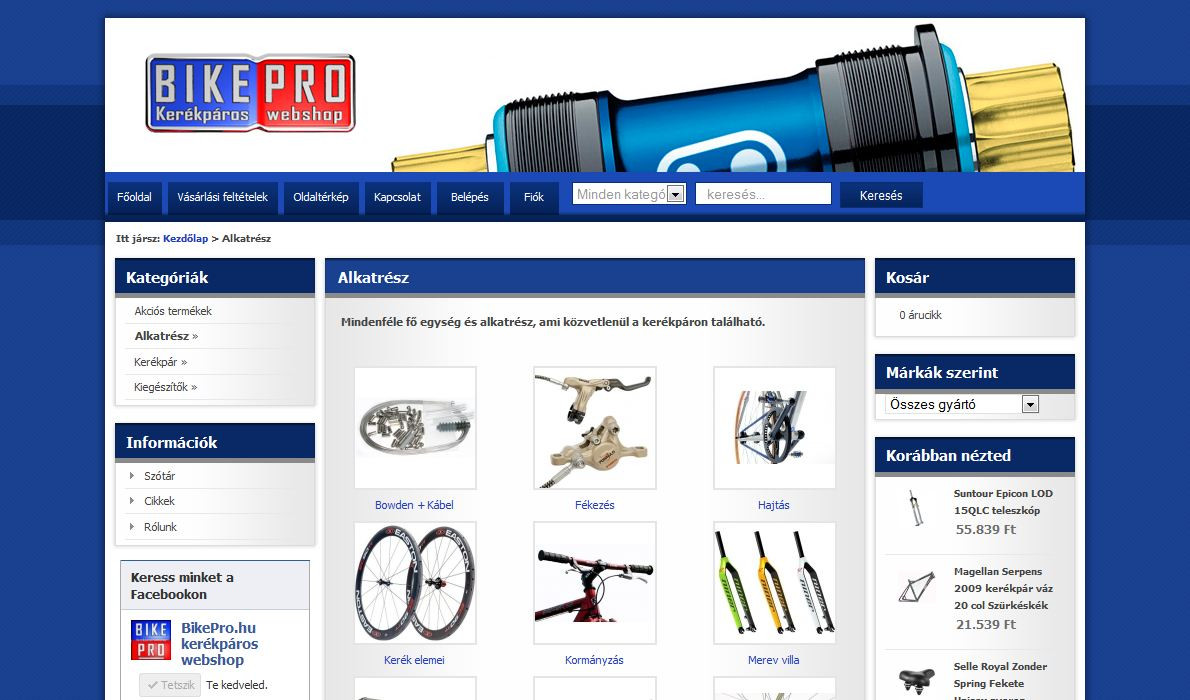 Régi bikepro.hu nyitóoldal