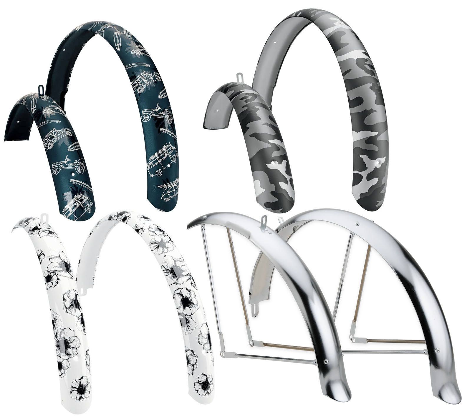 Festett és krómozott sárvédők