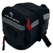 Kép 1/3 - Velotech nyeregtáska, tépőzáras, bővíthető, fényvisszaverő csíkkal, 1,3L, fekete