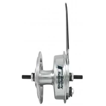 Sturmey Archer XL-FD első kerékagy, 36H, dobfékes, csavaros, ipari csapágyas, ezüst színű