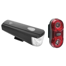 Bikefun Radius-Twin elemes első és hátsó lámpa szett, 1+2 POWER LED, fekete