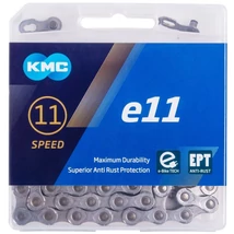 KMC E11 e-bike kerékpár lánc középmotoros pedelec-hez, 11s, 136 szem, patentszemmel, ezüst színű