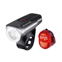 Sigma Aura 60 első és Nugget II hátsó lámpa szett, USB-ről tölthető, fekete