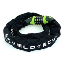 Velotech integrált  számkombinációs láncos zár, 6 mm x 90 cm, fekete