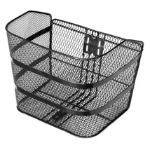 Velotech nagy méretű fém kosár előre, sűrű szövésű, fix rögzítésű, 26-os kerékpárhoz, 37x26x27 cm, fekete