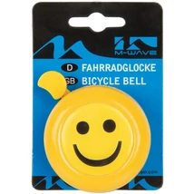 M-Wave acél csengő, 58 mm, sárga, smiley dizájn