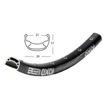 Exal BE21 MTB felni, 29 col (622x26/21 mm), 32H, tárcsafékes, fekete, 520g