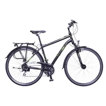 Neuzer Firenze 200 2018 férfi 28-as trekking kerékpár, 24s, agydinamós, alumínium, 21-es vázméret, matt fekete-zöld-szürke