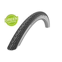 Schwalbe Road Cruiser HS484 28x1,6 (622-42) külső gumi, defektvédett (K-Guard), reflexcsíkos, Twin-Skin, Green Compound, 50TPI, 705g, fehér színű oldalfallal
