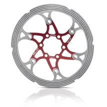 XLC BR-X59 alu bakos CNC féktárcsa, 6 csavaros, 203 mm, piros-ezüst