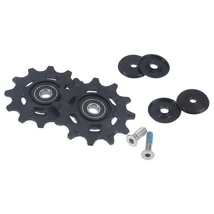 SRAM Rival Etap AXS 12 sebességes hátsó váltóhoz való görgőkészlet. Acél ipari csapággyal.  Tartalmazza a két váltógörgőt, illetve a 18,5mm és 12,9mm-es rögzítőcsavarokat.  Súly: 21g