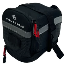 Velotech nyeregtáska, tépőzáras, bővíthető, fényvisszaverő csíkkal, 1,3L, fekete