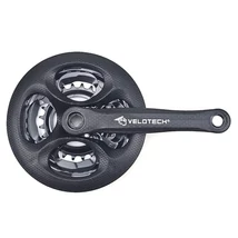 Velotech négyszögtengelyes MTB hajtómű 24-34-42T, 170 mm, acél-műanyag, LV, fekete