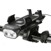 Spyral 3000mAh power bank / első lámpa / elektromos duda / telefontartó, 4 az 1-ben, 2db Power LED, 500 lumen, USB-ről tölthető, fekete