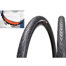 Chaoyang Kestrel H481 28x1,5 (40-622) negatív V mintás slick külső gumi (köpeny), defektvédett (Rhino Skin), reflexcsíkos, 975g, fekete