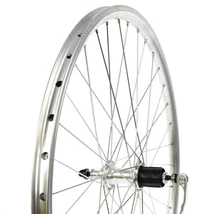 Velogo Malvestiti 26-os (559 mm) MTB hátsó kerék, gyorszáras tengellyel, kazettás lánckeréksorhoz, ezüst színű