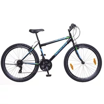 Neuzer Nelson 30 férfi hobbi MTB kerékpár, acél, 21s, 21-es vázméret, fekete-türkiz-neon zöld