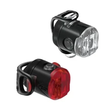 Lezyne Femto USB első - hátsó lámpa szett, LED, beépített akkumulátor, USB, gumipántos rögzítés, 15 és 5 lumen, fekete