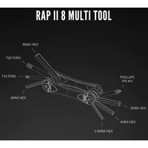 Lezyne Rap II marokszerszám, imbusz, Torx, 8 funkciós, 89g, fekete