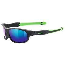 Uvex Sportstyle 507 gyermek kerékpáros sportszemüveg, fix lencsés, fekete-zöld, kék lencsével