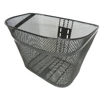 Velotech erősített fém kosár előre, sűrű szövésű, fix rögzítésű, 28-as kerékpárhoz, 33x27x25 cm, fekete