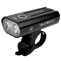 Velotech Pro 500 USB-ről tölthető LED-es első lámpa, 500 lumen, fekete