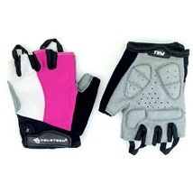Velotech ujjatlan kerékpáros kesztyű, pink-fehér, L/XL-es méret