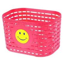 Neuzer műanyag első kosár gyerek kerékpárra, fonott mintás, piros, smiley-s
