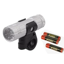 Jing Yi 9 LED első lámpa, elemekkel, ezüst színű