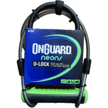 OnGuard Neon 8154 U-lakat, 230x115x13 mm, vázkonzollal, 1200x10 mm-es sodronnyal, fekete-zöld