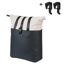 Basil Vive egy részes táska hátsó csomagtartóra, jobb vagy bal oldalra, vízálló, 20L, gyorsrögzítős (MIK Hooks), fehér-fekete