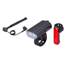 BBB BLS-174 StrikeDuo Combo USB-ről tölthető lámpa szett (első és hátsó), gumipántos, távirányítós, 1200/20 lumen, fekete