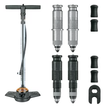 SKS Air X-Plorer Clik Valve Edition 10.0 acél műhelypumpa, Clik Valve szelepátalakító szett, SCV, 10 bar, fekete-kék