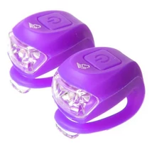 Velotech 2 LED-es első + hátsó villogó szett, szilikon gumi, lila