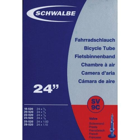 Schwalbe SV9C 24 x 0,75-1,1 (18/28-520) belső gumi 40 mm hosszú bontható szeleppel, 90 g, presta