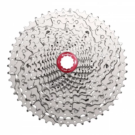 SunRace CSMZ800 WA1B kazettás lánckeréksor, 12s, 11-51T, ezüst-piros, OEM kiszerelés
