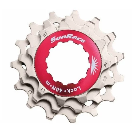 SunRace SPCS12 kazettás lánckeréksor, 12s, 11-13-15T, ezüst-piros