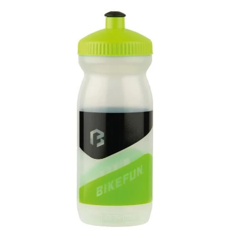 Bikefun 2020 műanyag kulacs, 600 ml, csavaros, átlátszó-zöld