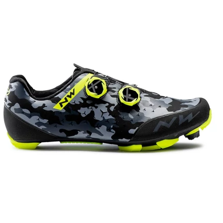 Northwave MTB Rebel 2 kerékpáros SPD cipő, terepmintás-neon sárga, 41-es