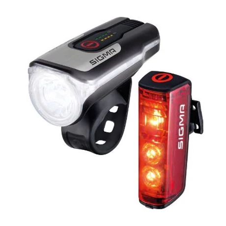 Sigma Aura 80 első és Blaze hátsó lámpa szett, USB-ről tölthető, féklámpa funkcióval, fekete