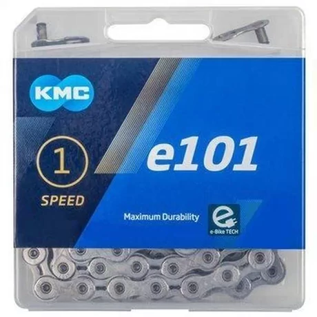KMC e101 single speed kerékpár lánc, 1s (1/8 col), 112 szem, ezüst színű