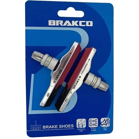 Brakco cserélhető betétes menetes fékpofa, 72 mm, fekete-piros