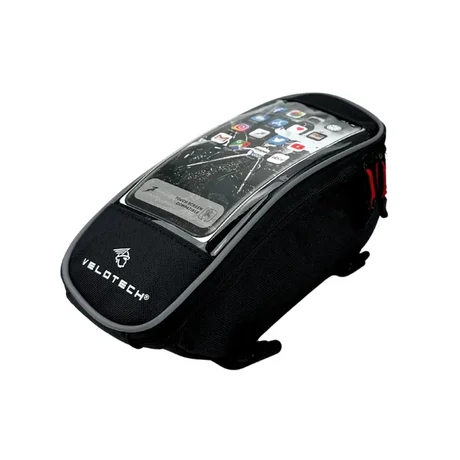 Velotech Grey 1 részes felsőcső táska telefon tartóval, 2L, szürke