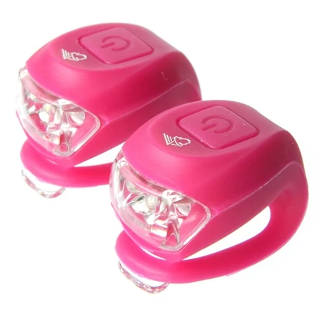 Velotech 2 LED-es első + hátsó villogó szett, pink