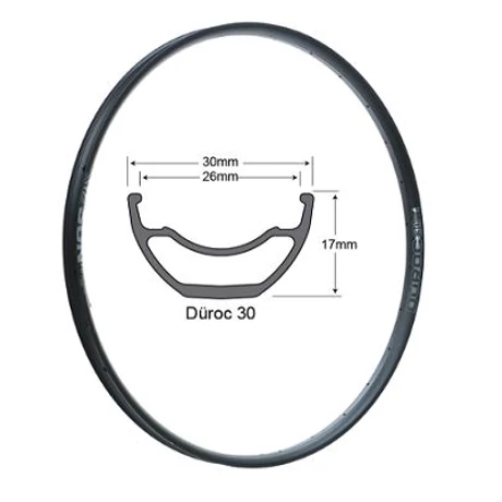 SUNringlé Düroc 35 MTB felni, 27,5 colos (584x35/31 mm), 32H, tárcsafékes, TL-Ready, 495g, fekete
