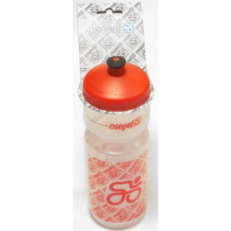 Csepel műanyag kulacs, 750 ml, csavaros, átlátszó-piros