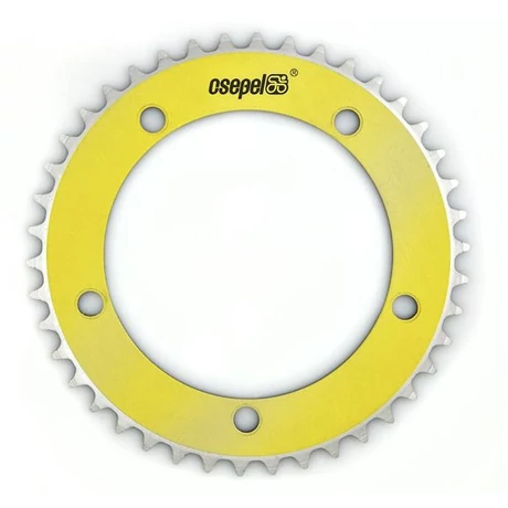 Csepel single speed első lánckerék 46T, 130 mm, 1s (1/8"), alumínium, sárga