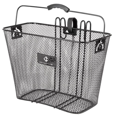 M-Wave csomagtartóra akasztható fém kosár, 37x19x25 cm, sűrű szövésű, fekete