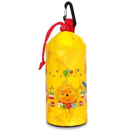 Csepel Disney kulacs tartó táska, karabinerrel, sárga, Micimackós