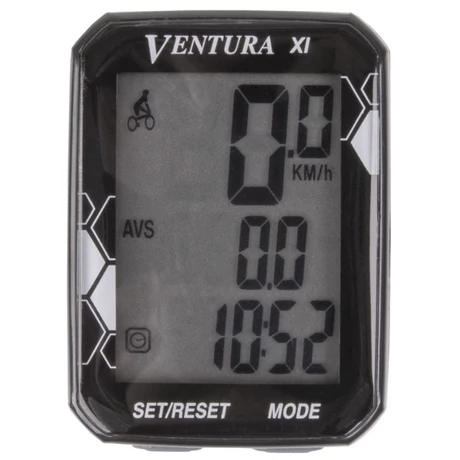 Ventura XI vezetékes kerékpár komputer, 11 funkciós, fekete
